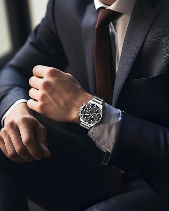 Mens Watches Analog Quartz Chronograph Stainless Steel Watches