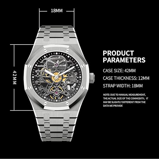 Redhai Automatic Mechanical Watch Skeleton Stainless 50M Waterproof