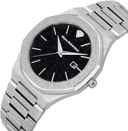 Pierre Richardson Men’s Luxury Watch PR5691 – Silver Frosted Stainless Steel