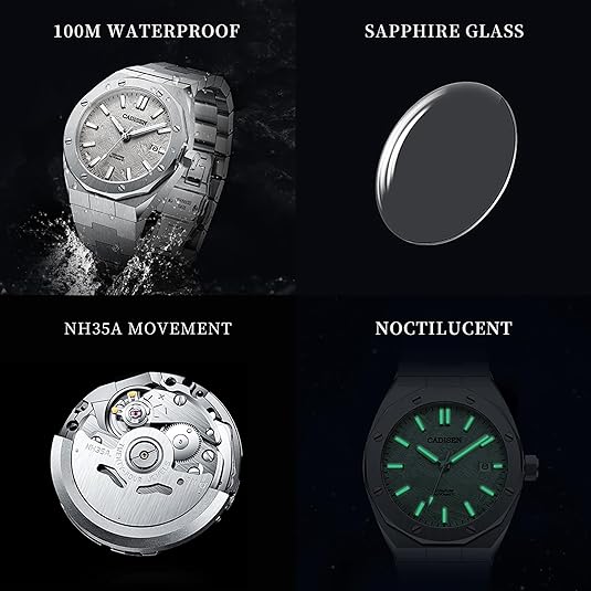 CADISEN Automatic Men's Mechanical Watch Waterproof Calendar Business