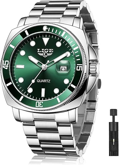 Quartz Watches for Men,Stainless Steel Waterproof Analog Watch
