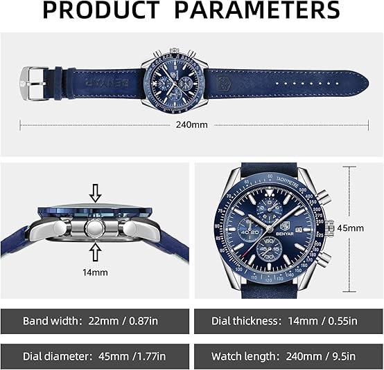 BENYAR Watch for Men Analog Quartz Chronograph Waterproof