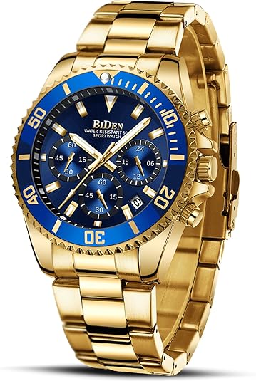 Chronograph Stainless Steel Waterproof Date Analog Quartz Watch