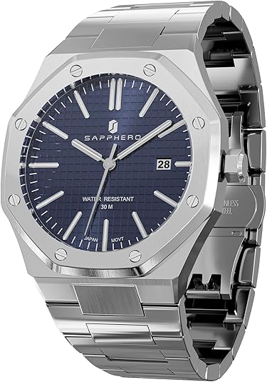 Men's Watch Octagonal Stainless Steel 30M Waterproof Luminous Wristwatch