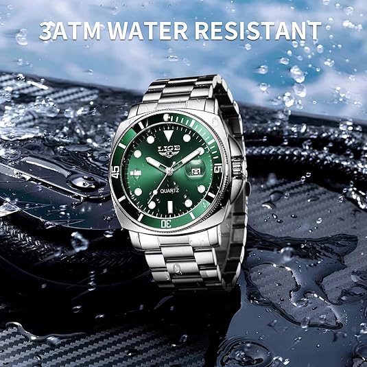 Quartz Watches for Men,Stainless Steel Waterproof Analog Watch