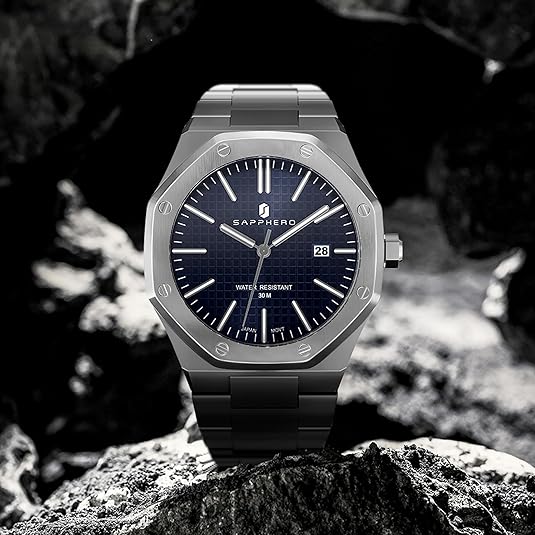 Men's Watch Octagonal Stainless Steel 30M Waterproof Luminous Wristwatch