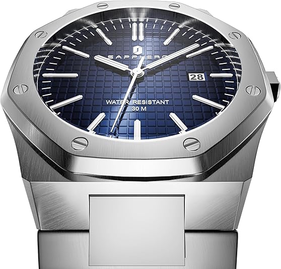 Men's Watch Octagonal Stainless Steel 30M Waterproof Luminous Wristwatch